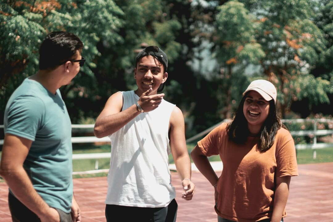 group of friends discussing