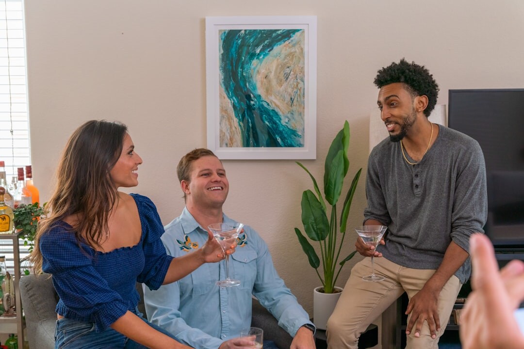 group of friends discussing